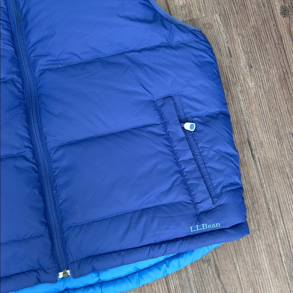 LL BEAN BLUE FULL ZIP REVERSIBLE GOOSE DOWN PUFFER VEST MENS LARGE - Picture 2 of 6